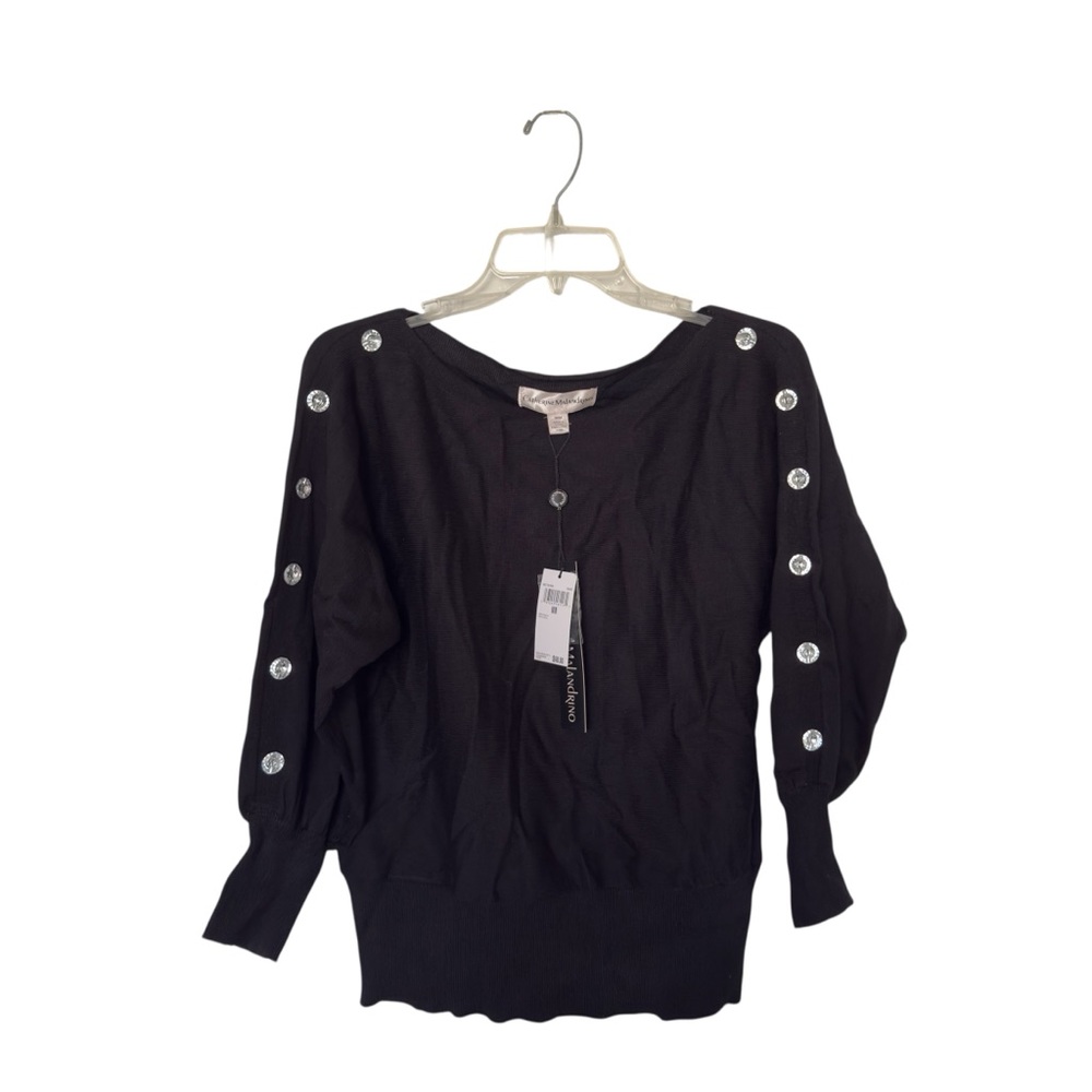 Catherine Malandrino Med Boatneck Dolman Sleeve‎ Button Detail Sleeves Knit Top